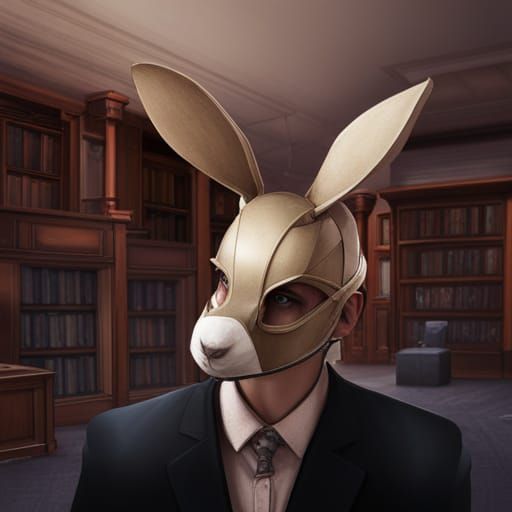 Student in Rabbit Mask: Hyperdetailed Concept Art