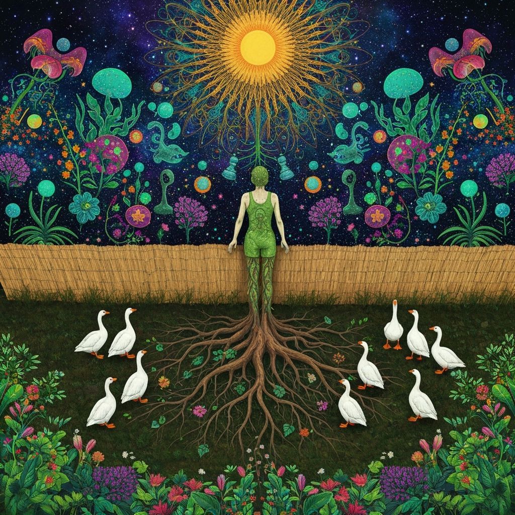 Psychedelic Sacred Geometry Utopia: Cosmic Cafe Scene