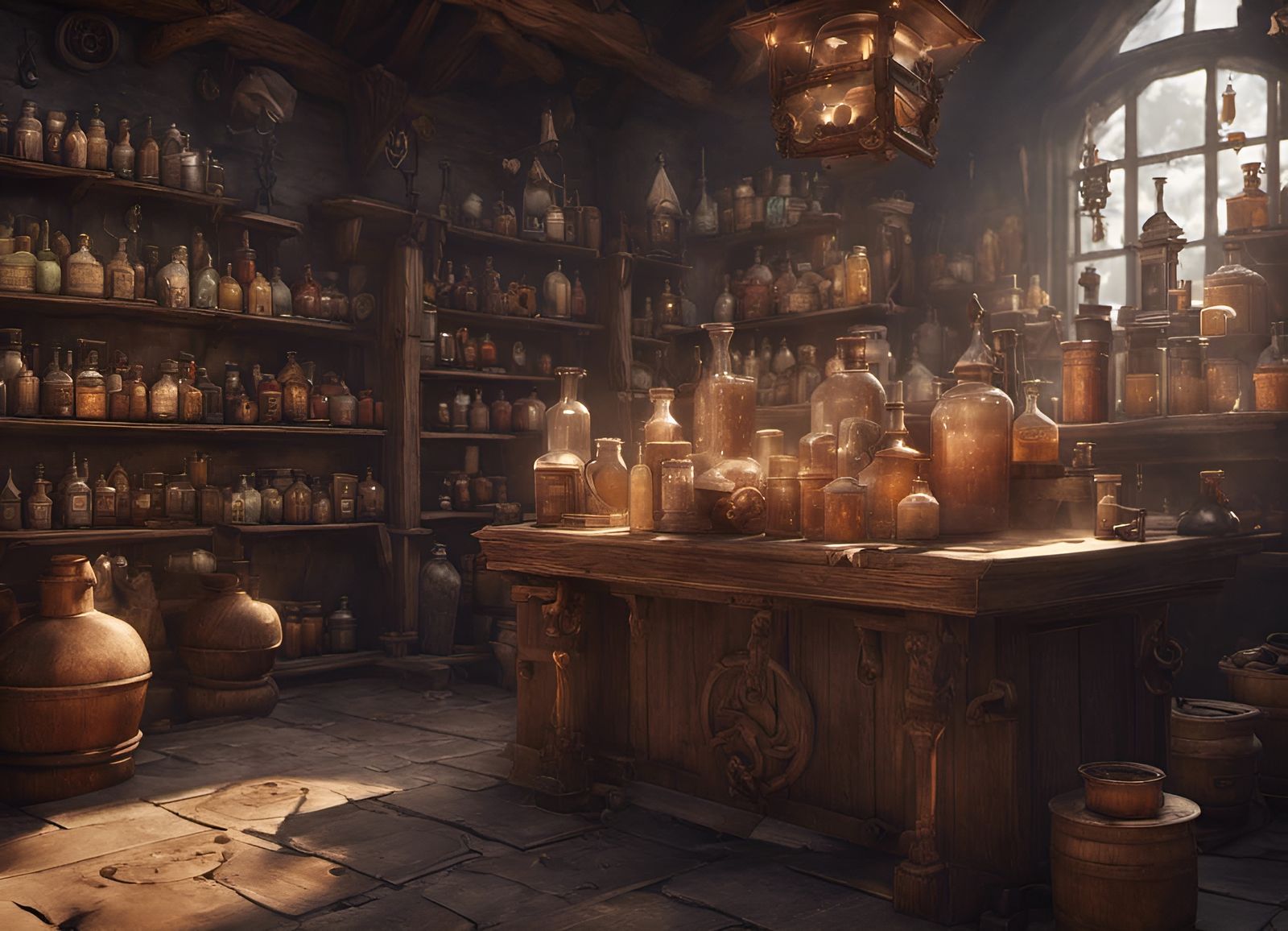 Potion Shop: Strong and Weak Potions in 3D