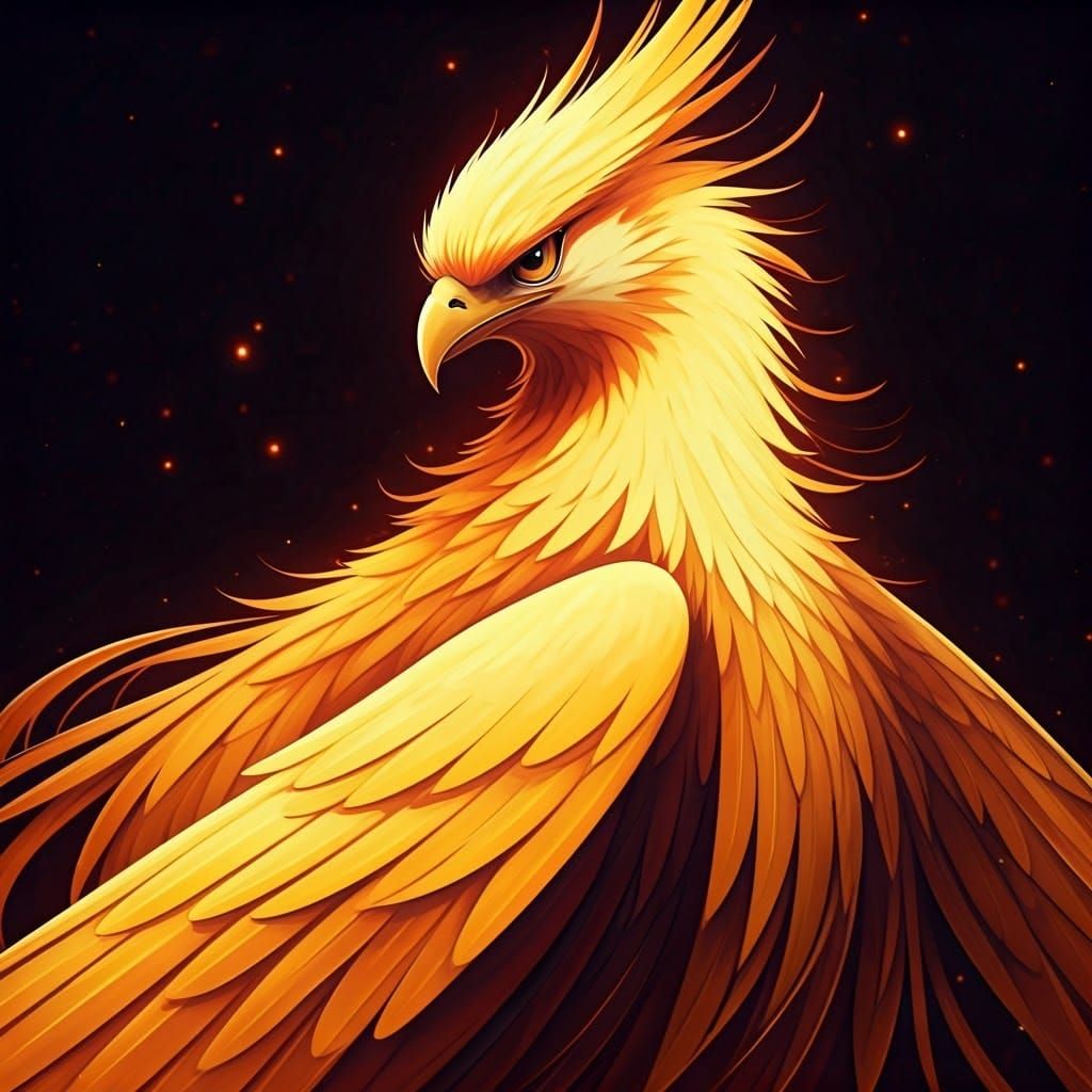 Anime Style Phoenix Bird in Deep Color