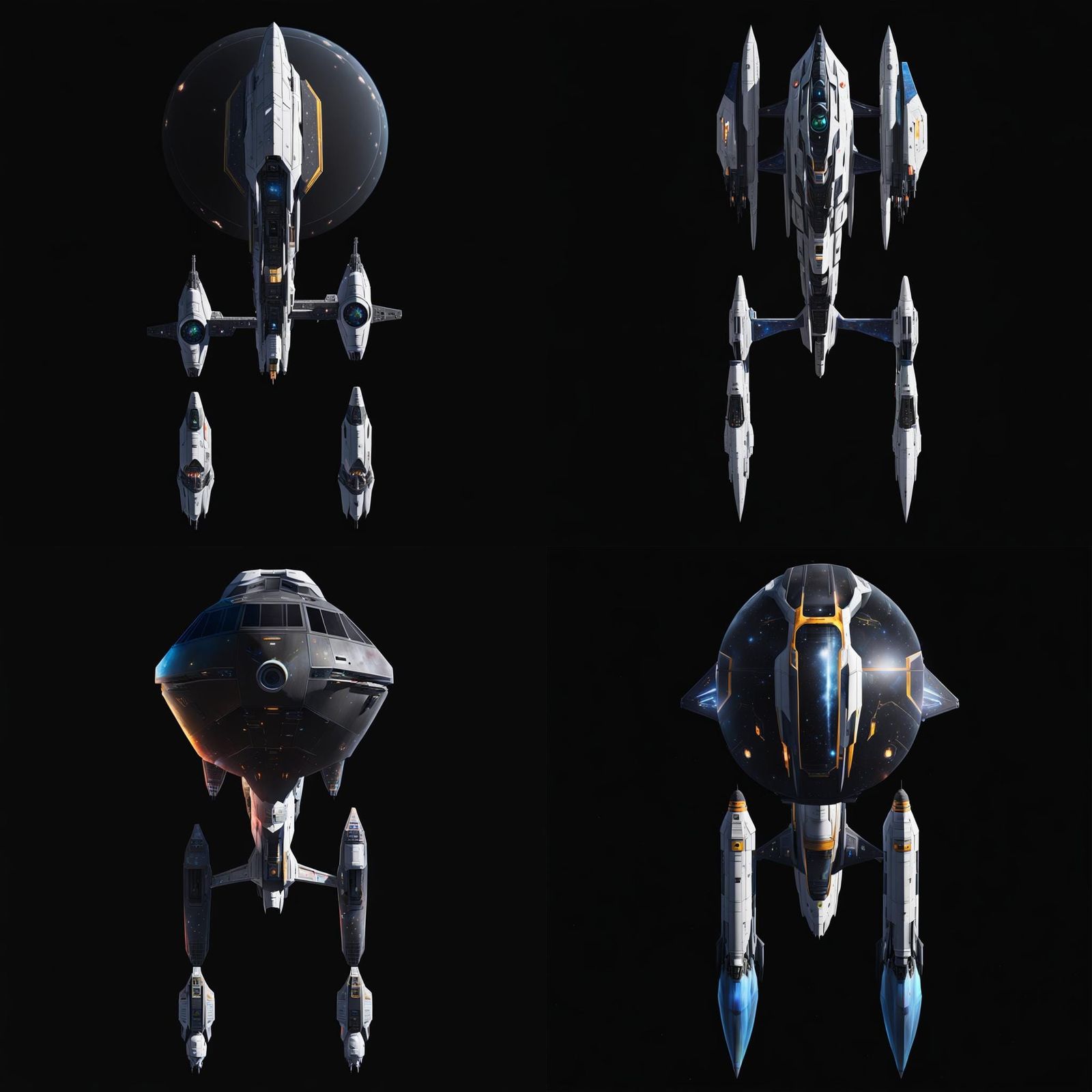 Futuristic Starship with Galaxy Painted Hull