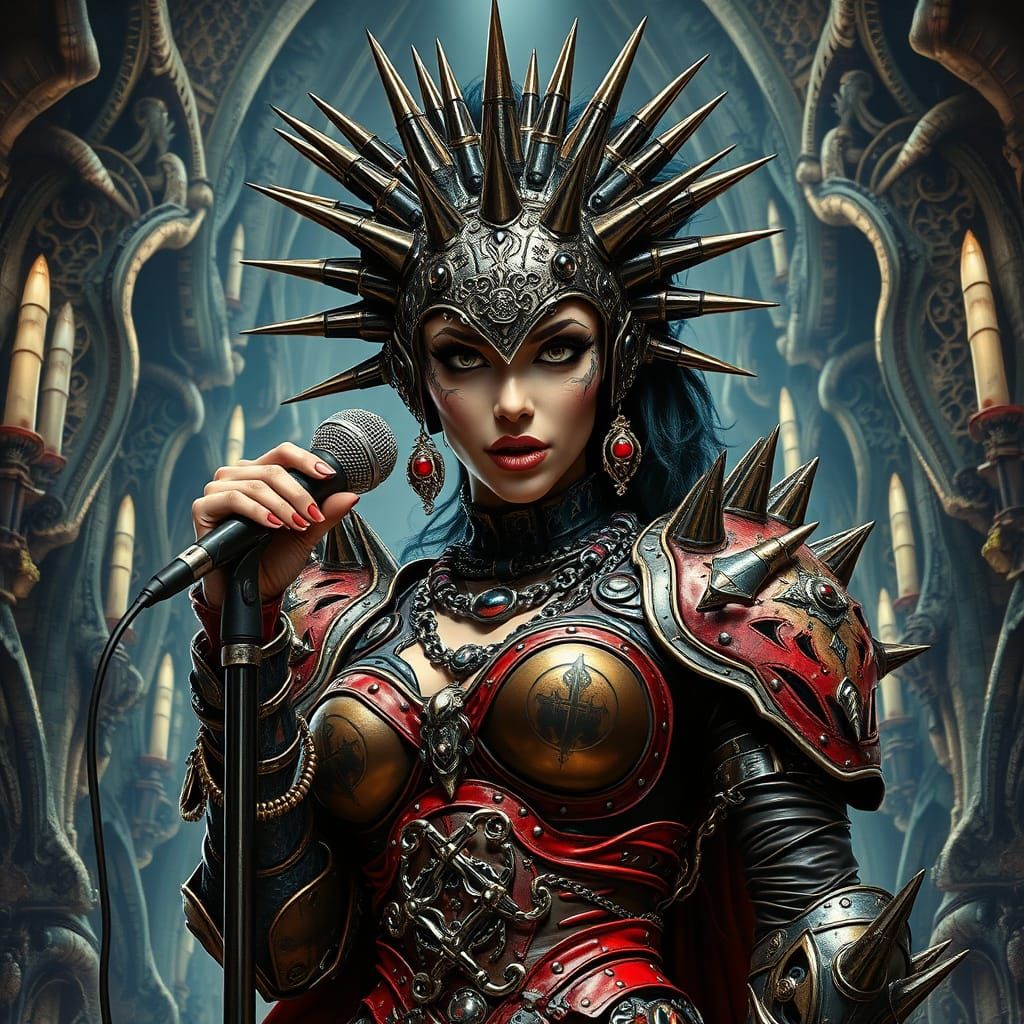Gothic Metal Opera Singer in Biomechanical Cathedral
