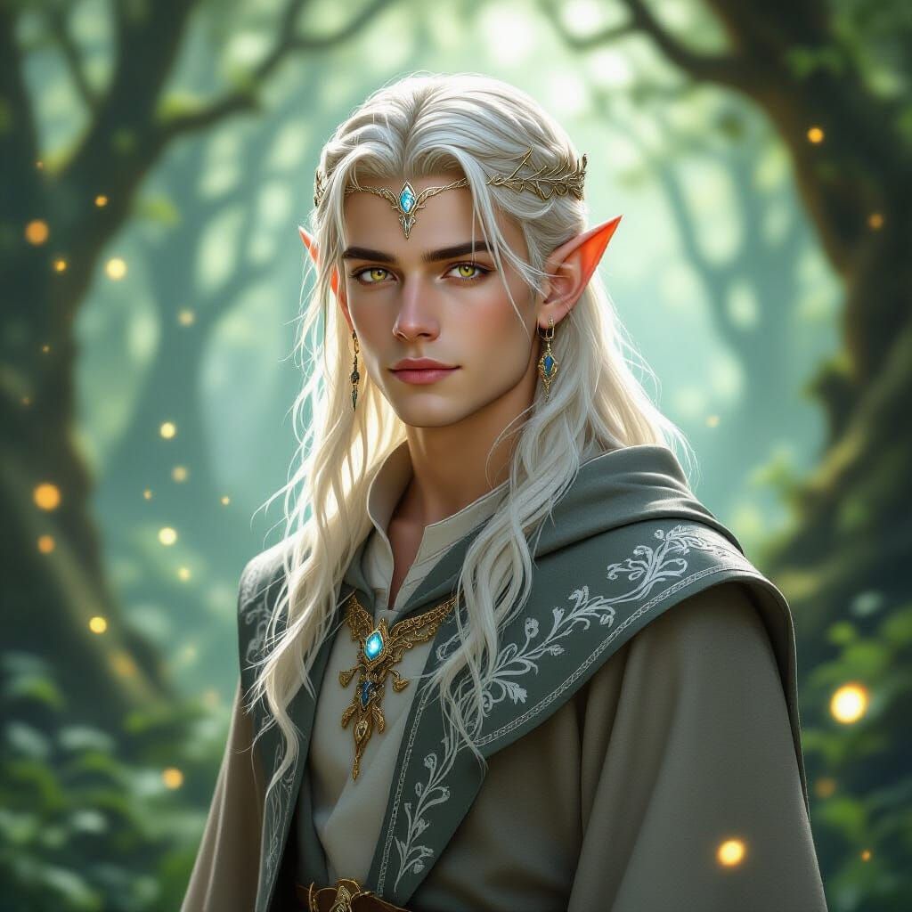 Enchanted Elf Portrait in Fantasy Illustration Style