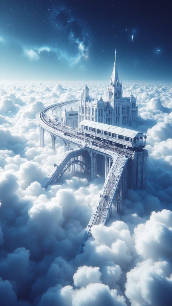 Majestic Ivory Crystal Train Station in a Dreamy White City