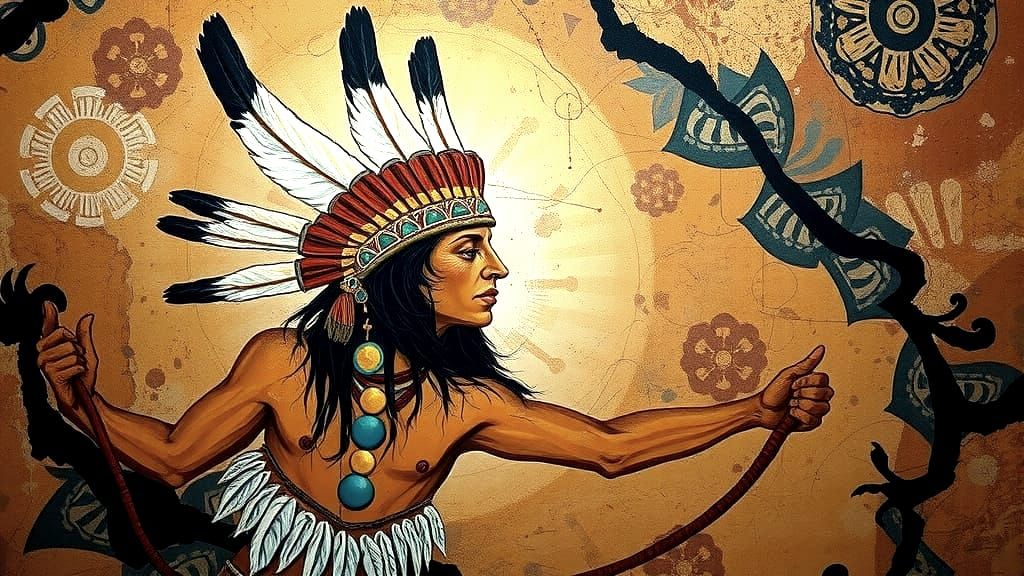 pre-historic cave paintings:; hunting scenes:: head dress