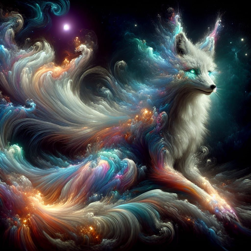 Ethereal Iridescent Fox in Impressionist Surrealist Style