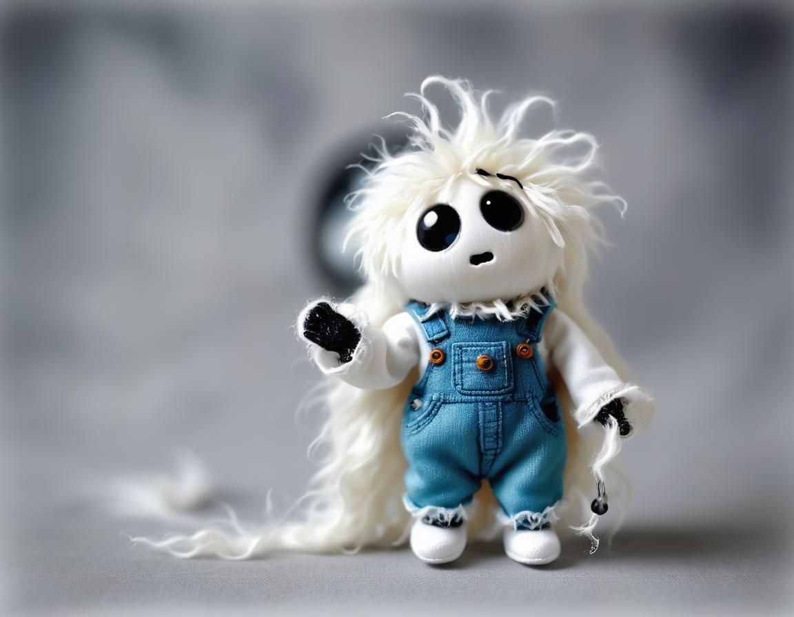 Funky Fluffy Ghost in Overalls: Miniature Art