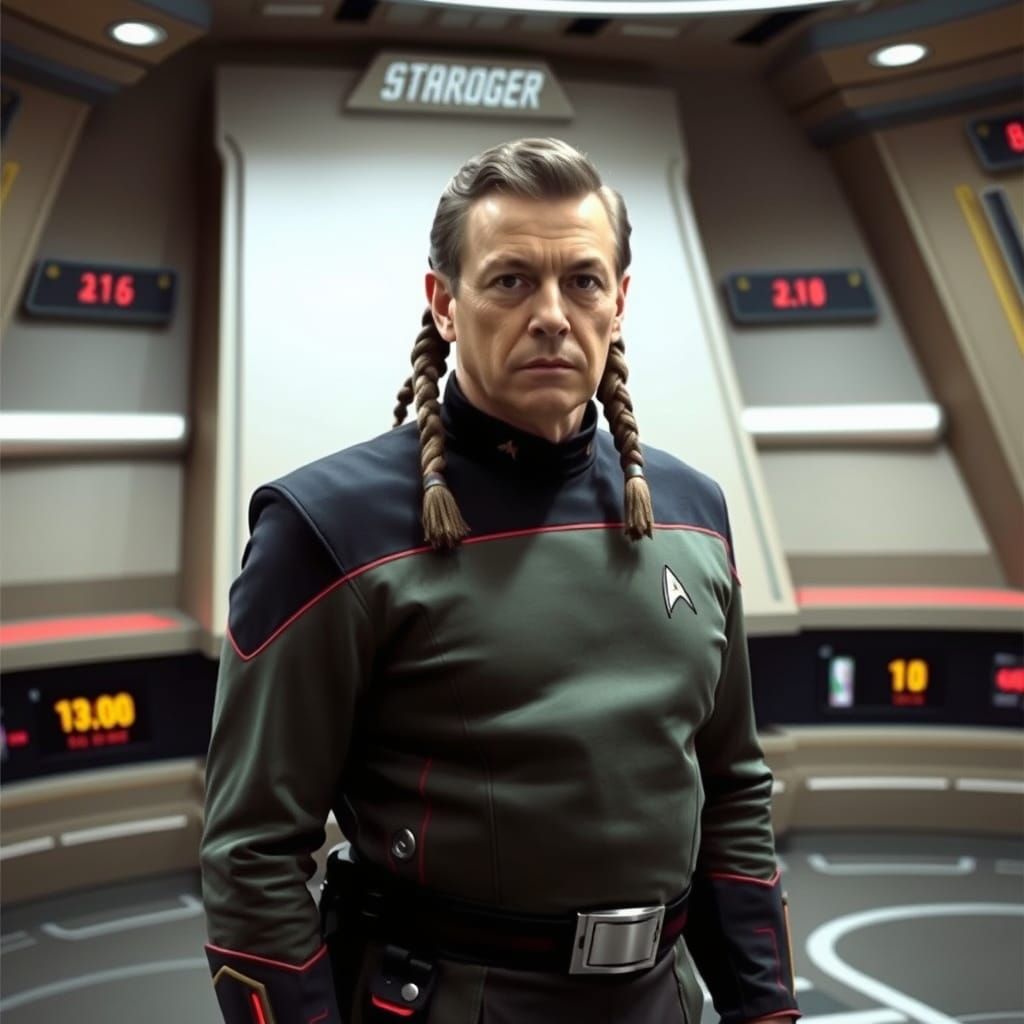 Chakotay on Voyager Bridge in Futuristic Style