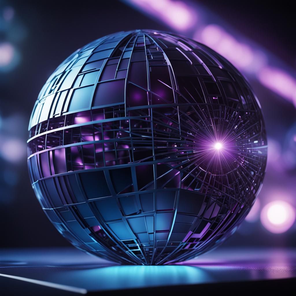 Hyperrealistic 3D Sphere Intersecting 2D Plane