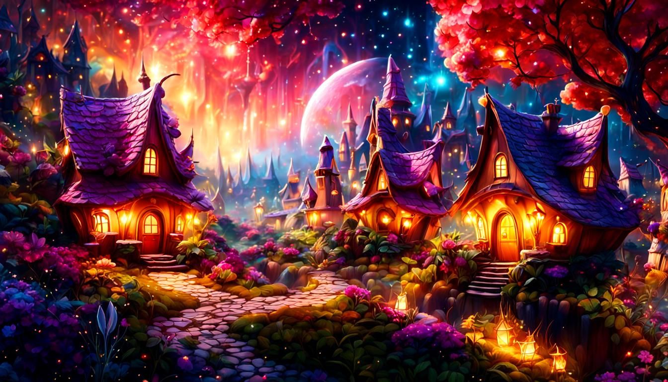 Ethereal Fairy Village in a Dreamlike Fantasy