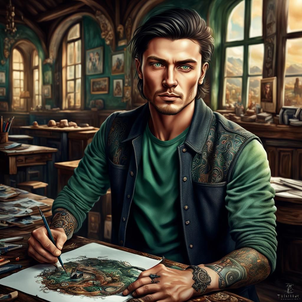 Bulgarian Art Teacher: Detailed Fantasy Portrait in 8K