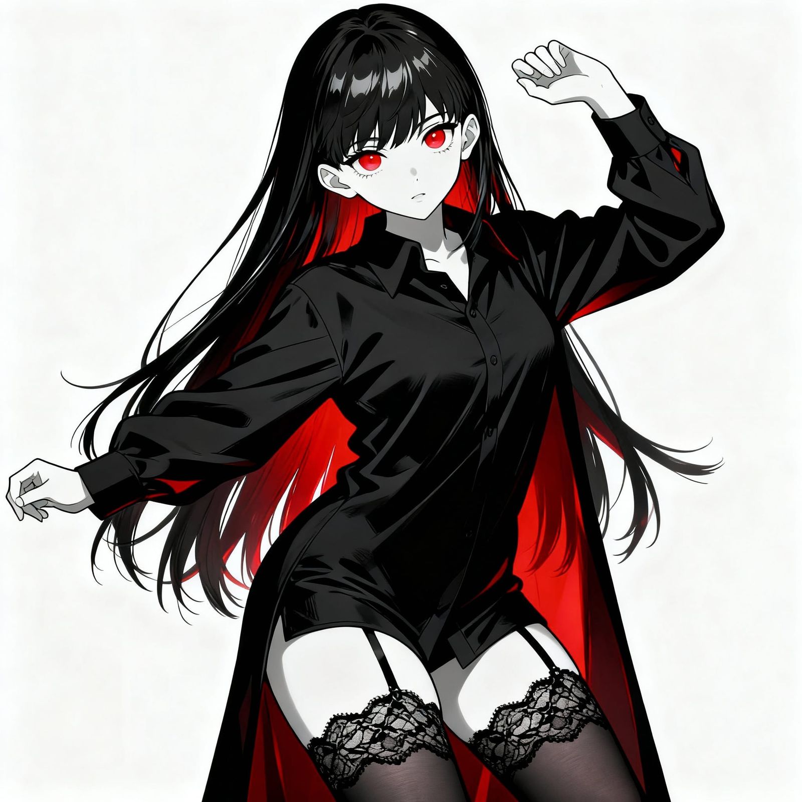 Jujutsu Kaisen Style Woman With Glowing Red Eyes