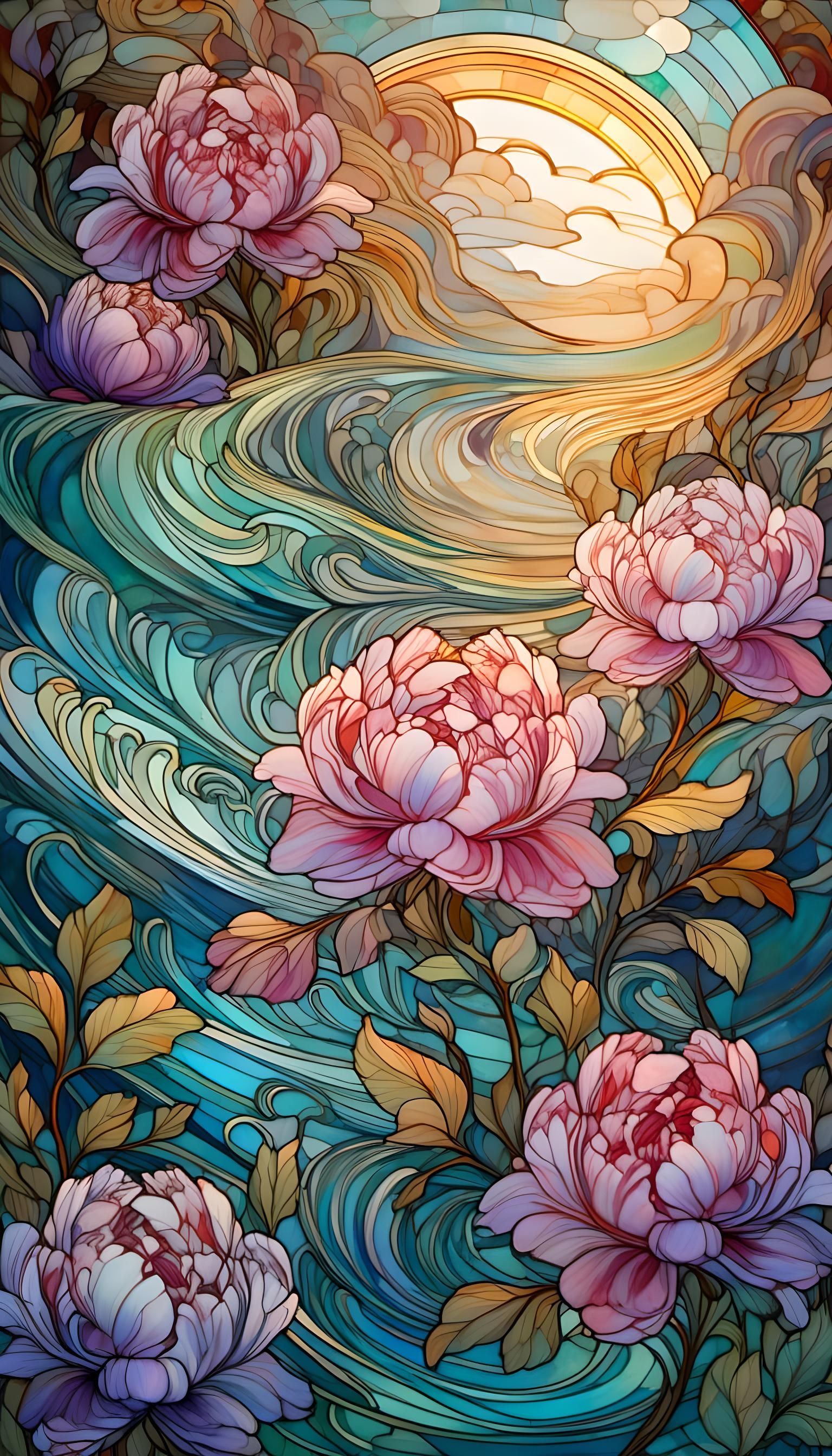 Iridescent Goddess Made of Rainbow Peonies