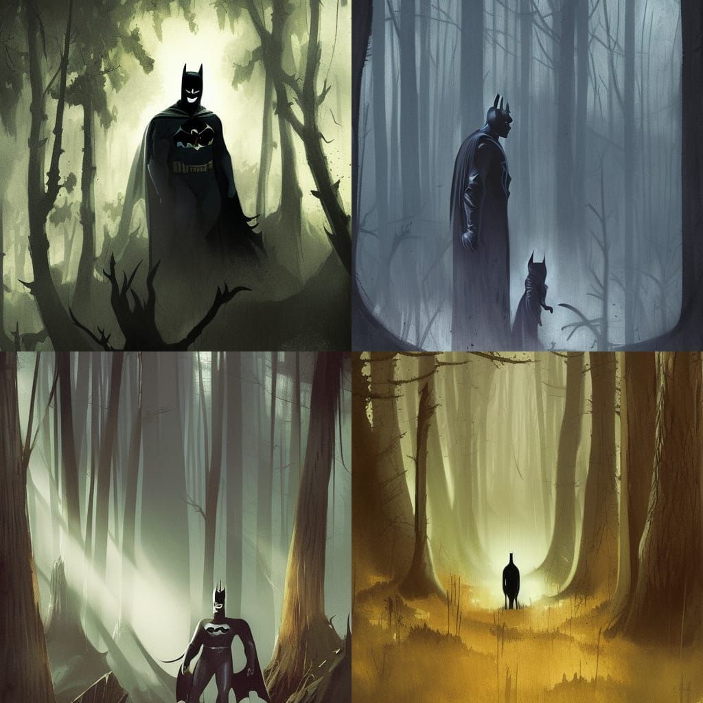Sinister Batman in Dark Woods