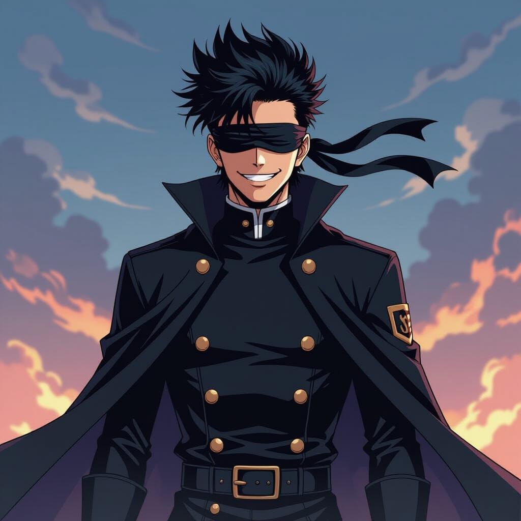 Gojo Satoru in Dramatic Anime Style