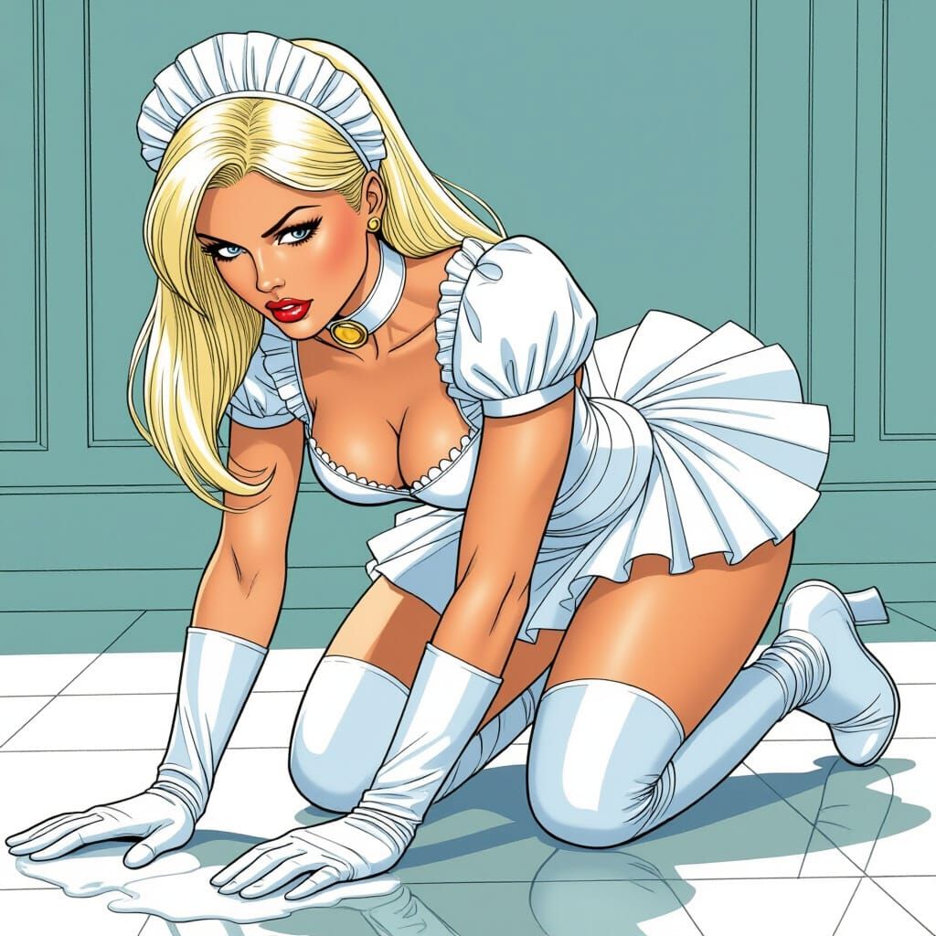 Emma Frost as White Maid in 90s Comic Style