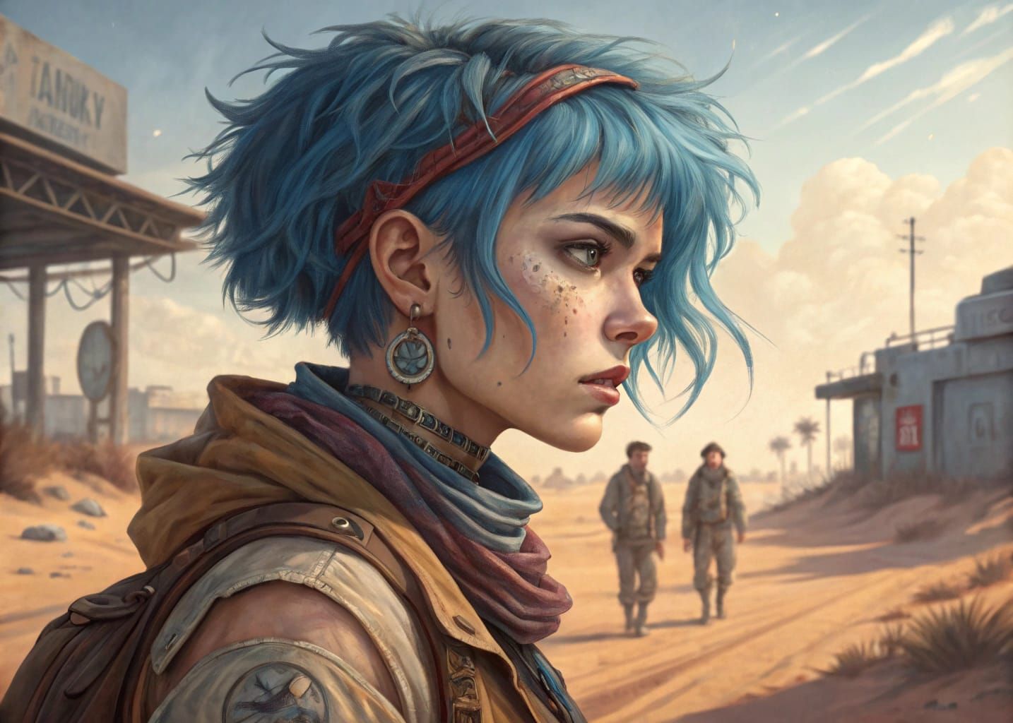 Vibrant, Hyper-Realistic Young Rebel in a Futuristic Landsca...