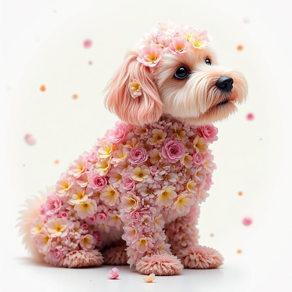 Floral Havanese Dog Silhouette in Whimsical Style