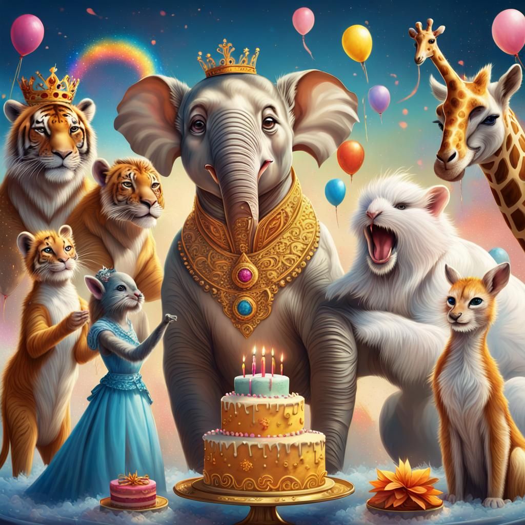 Royal Animals Celebrate Birthday in Fantasy World
