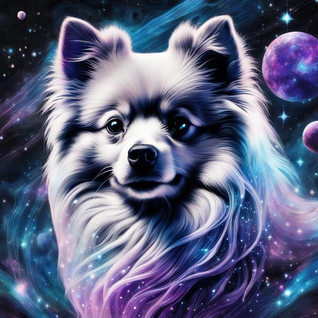 Galactic Pomeranian in Holographic Cosmic Illustration