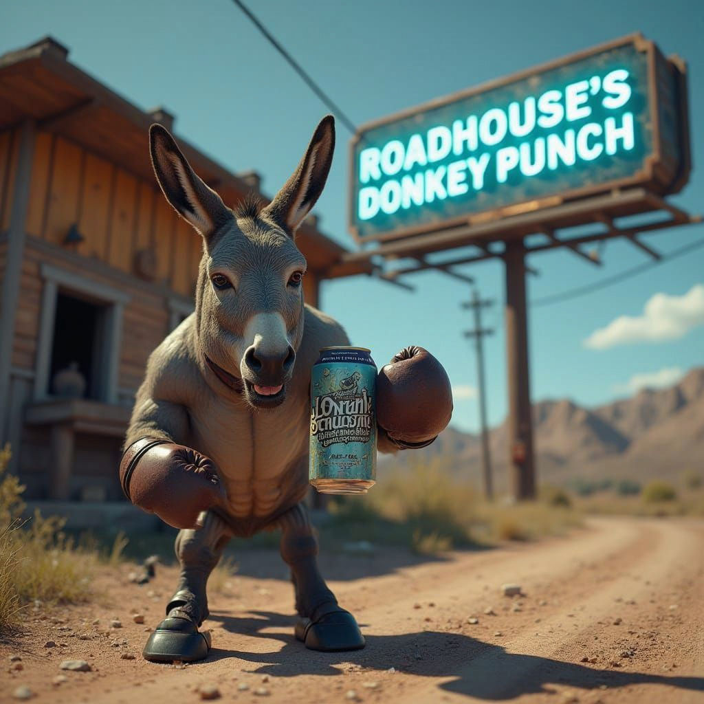 Donkey Takes Down Roadhouse's Donkey Punch Energy Drink in a...