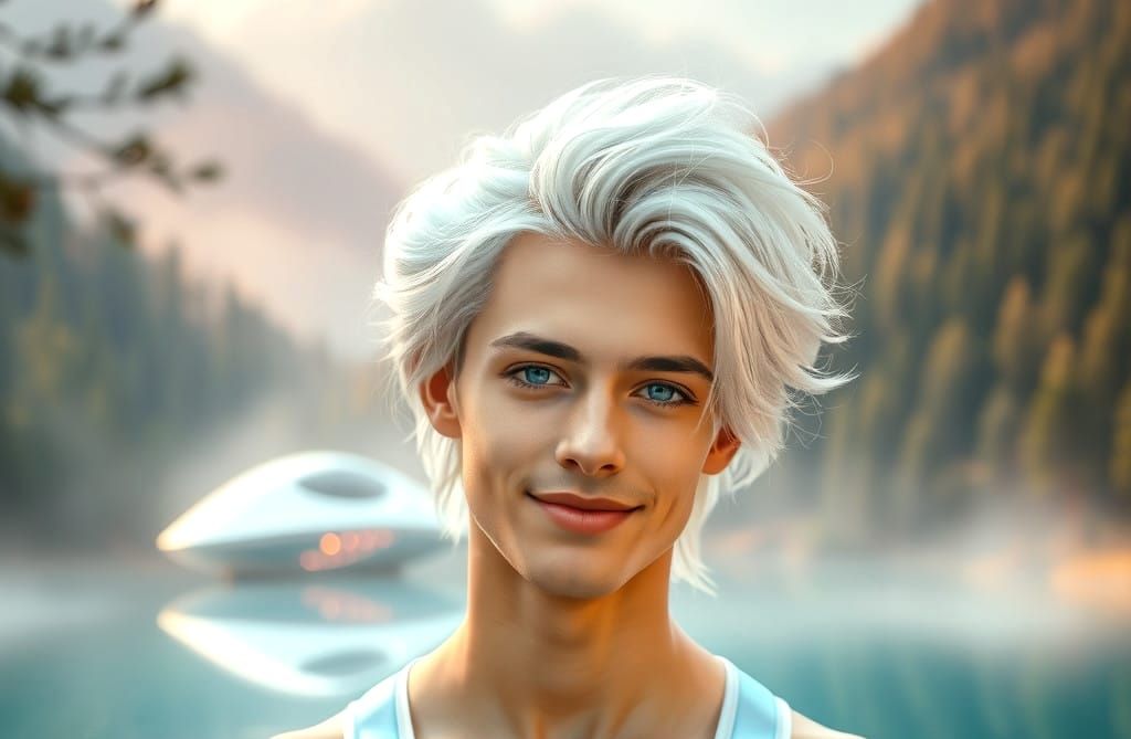 Ethereal Young Space Explorer in Dawn Light