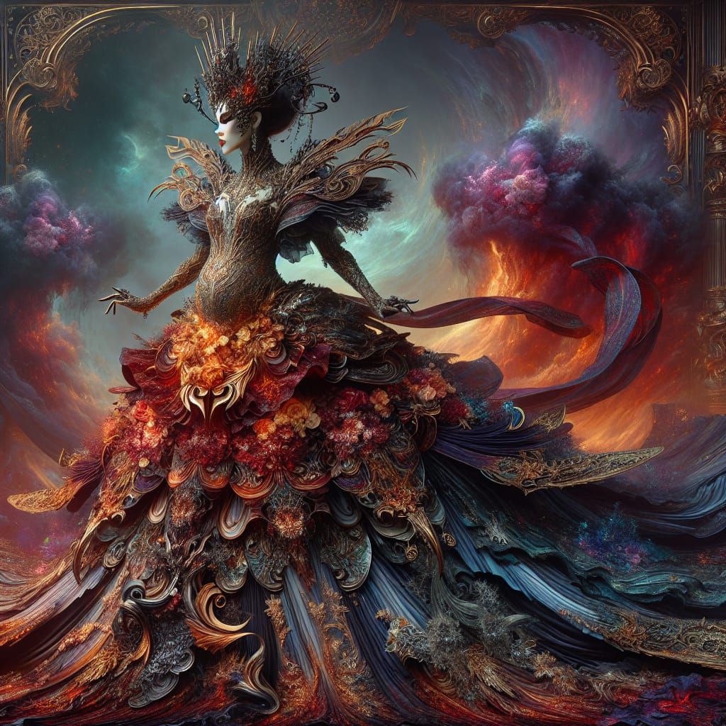 Evil Pregnant Duchess in Ornate Gown: Fantasy Art