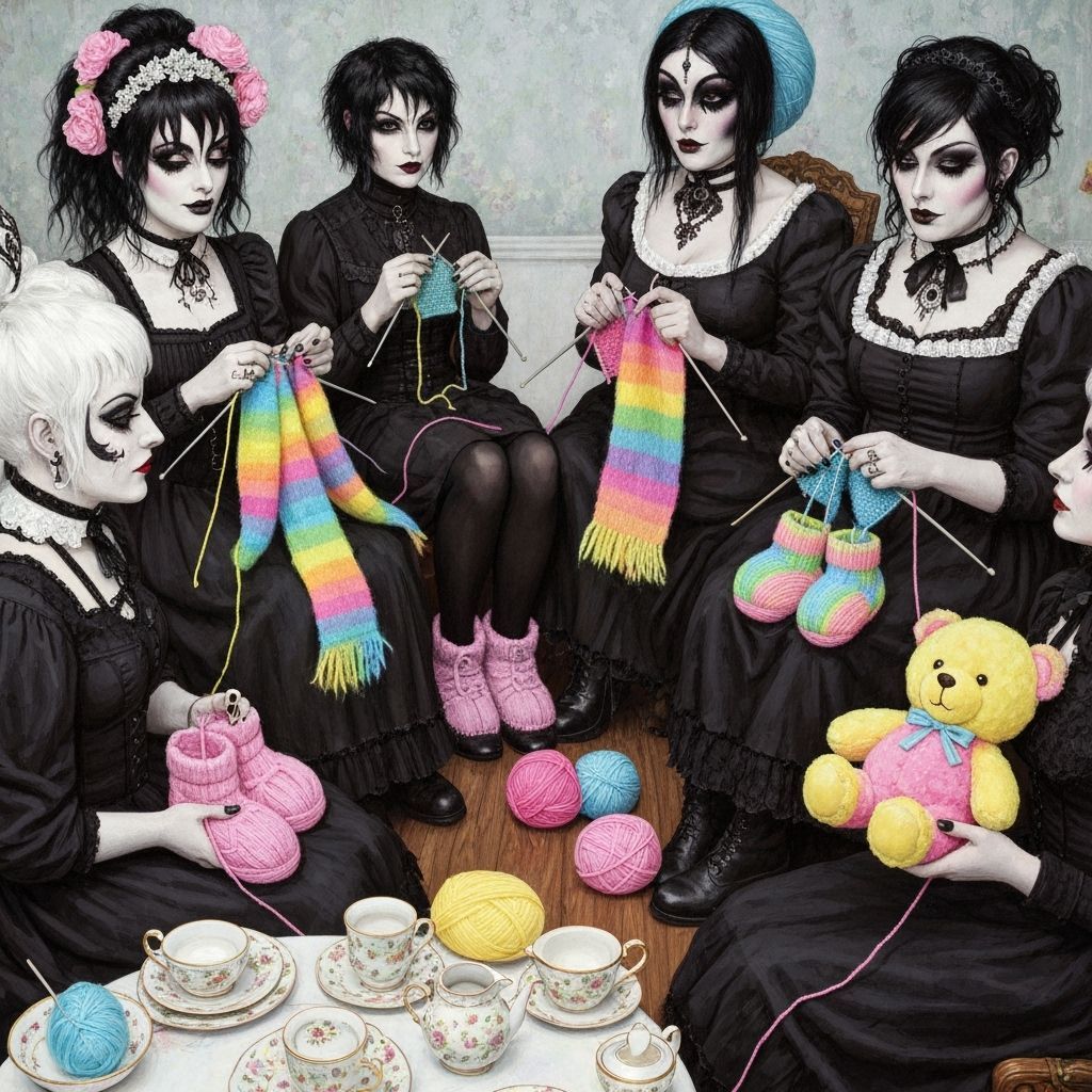 Goth Knitting Club Creates Cheerful Baby Clothes