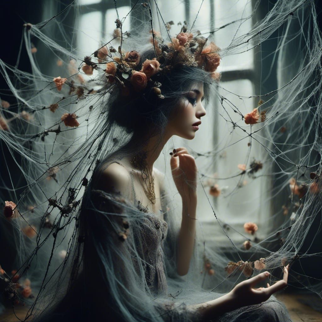 Ethereal Floral Portrait in Dreamlike Atmosphere