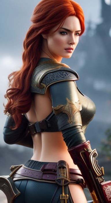 Triss Merigold in Medieval Market, Digital Illustration