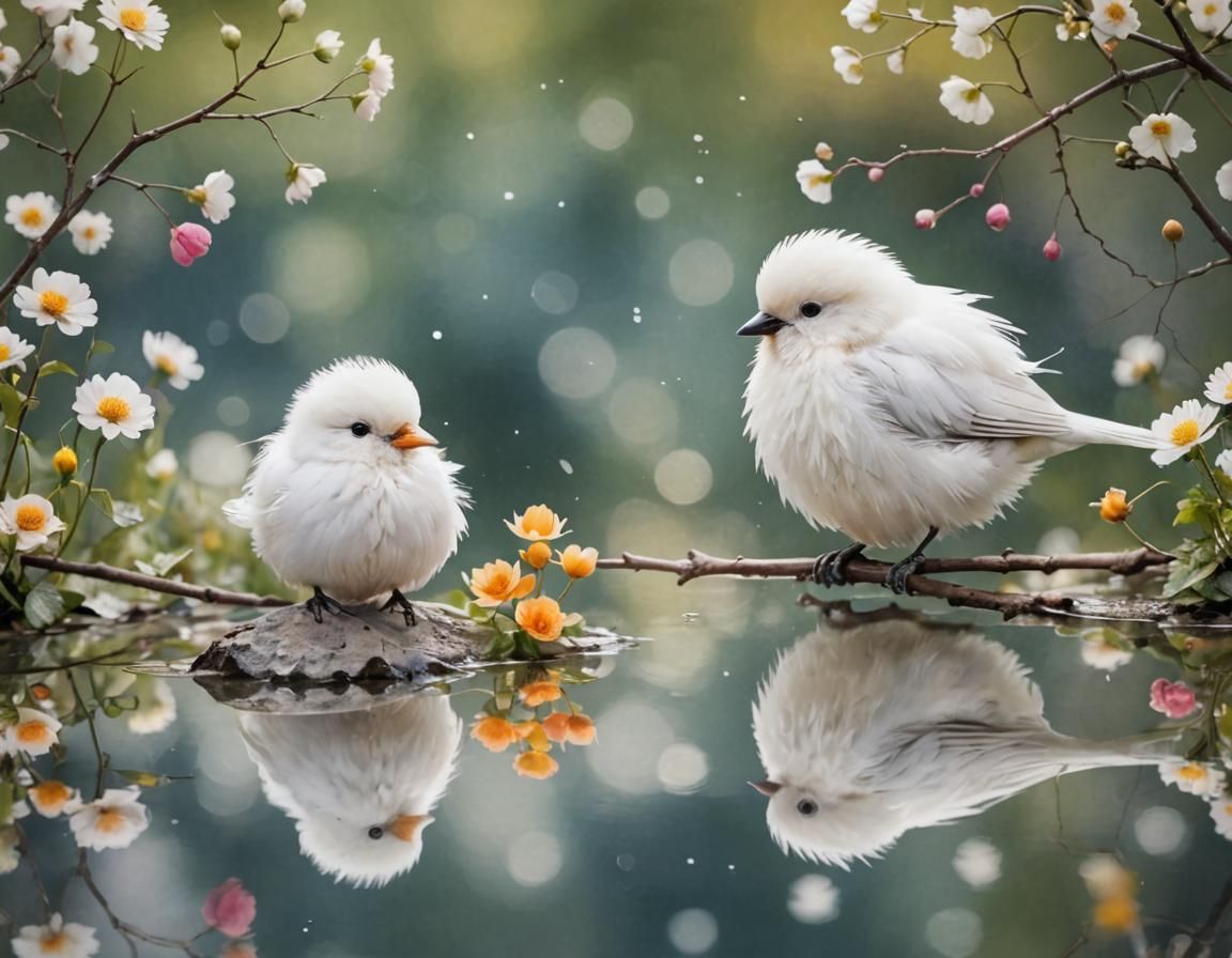 Watercolor Birds in Triadic Colors