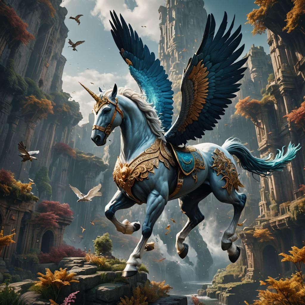 Pegasus in Flight: Fantasy Concept Art