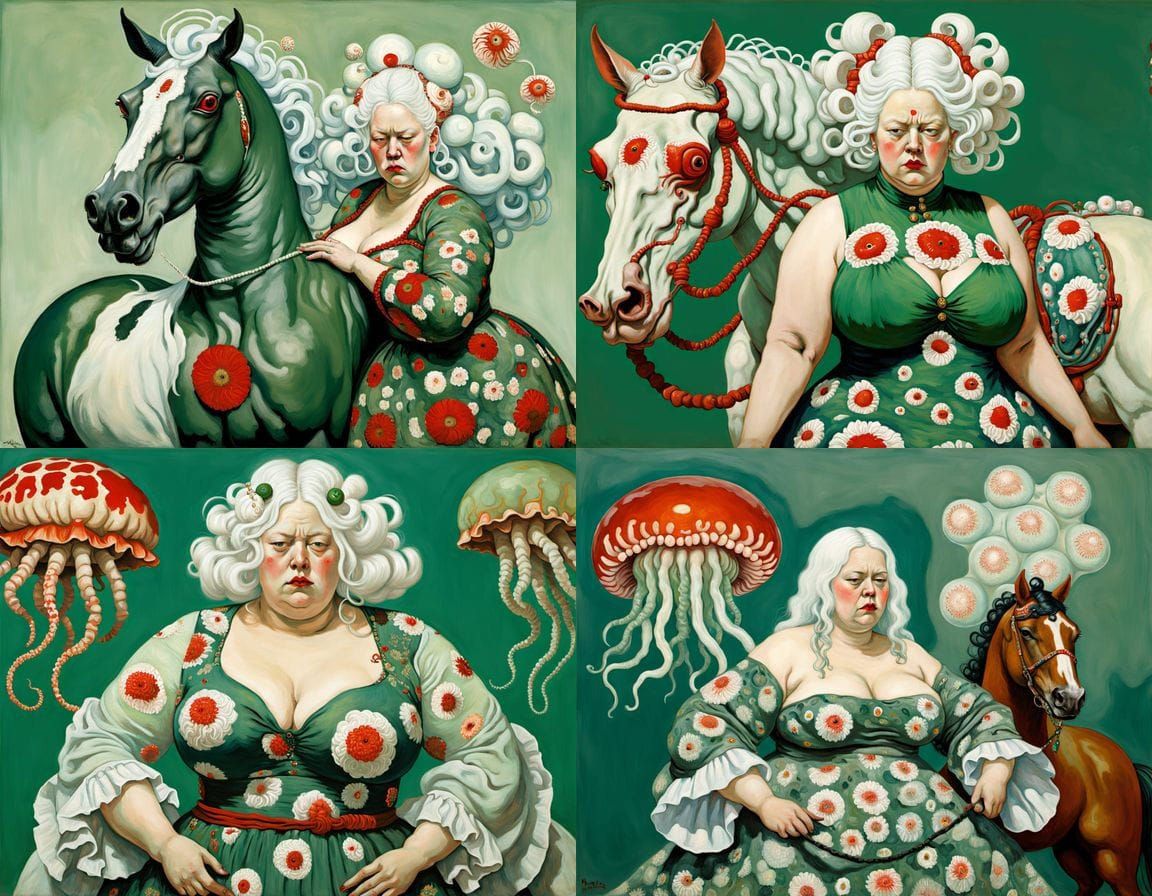 Surreal Lobotomy: Blue Woman and Rabid Horse Jellyfish