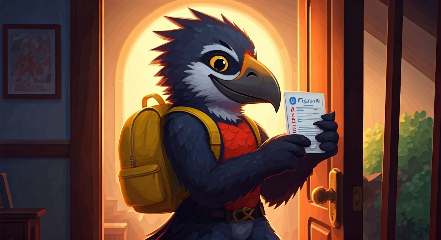 Proud Robin Shows Straight A Report Card