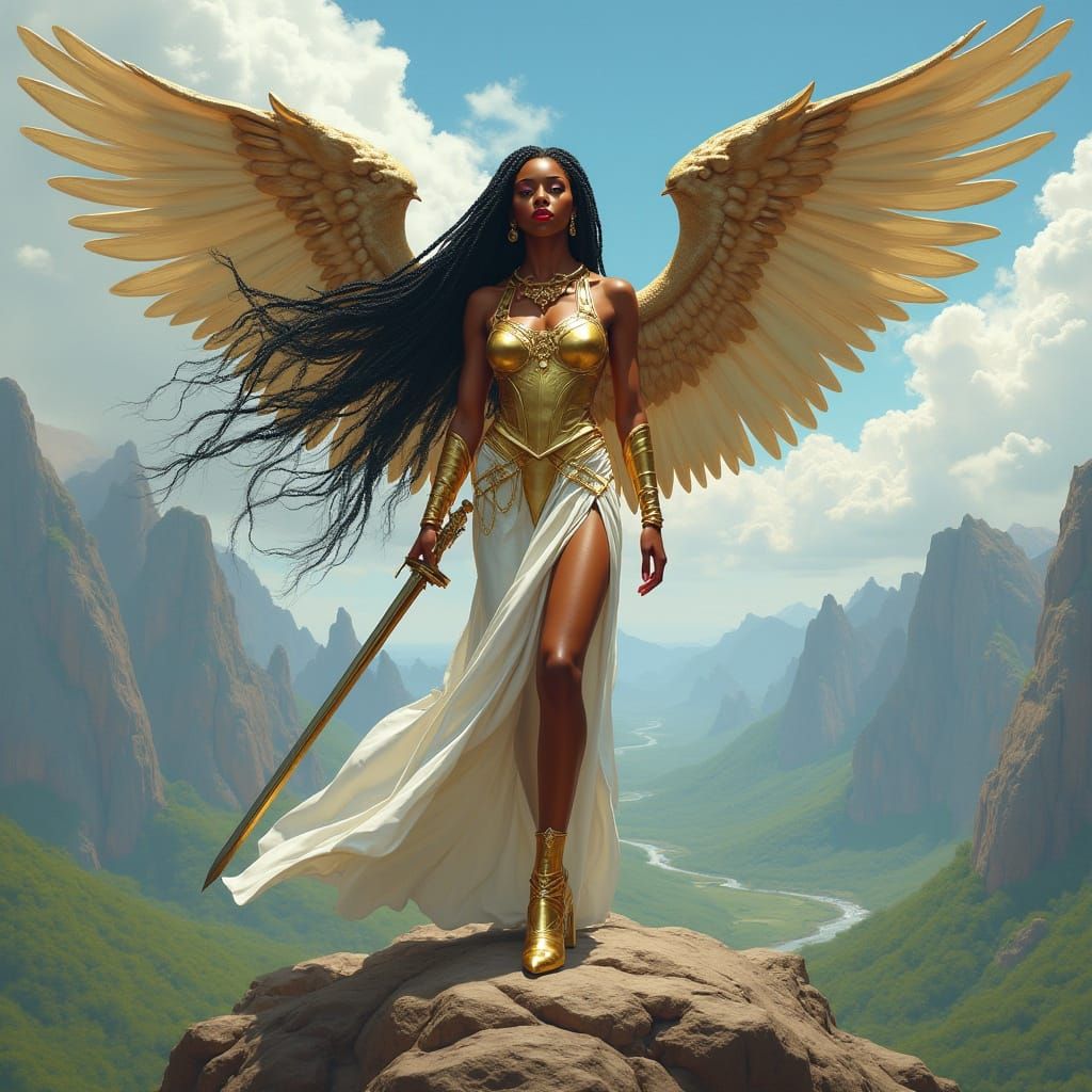 Formidable Goddess Confronts Demon in Studio Portrait