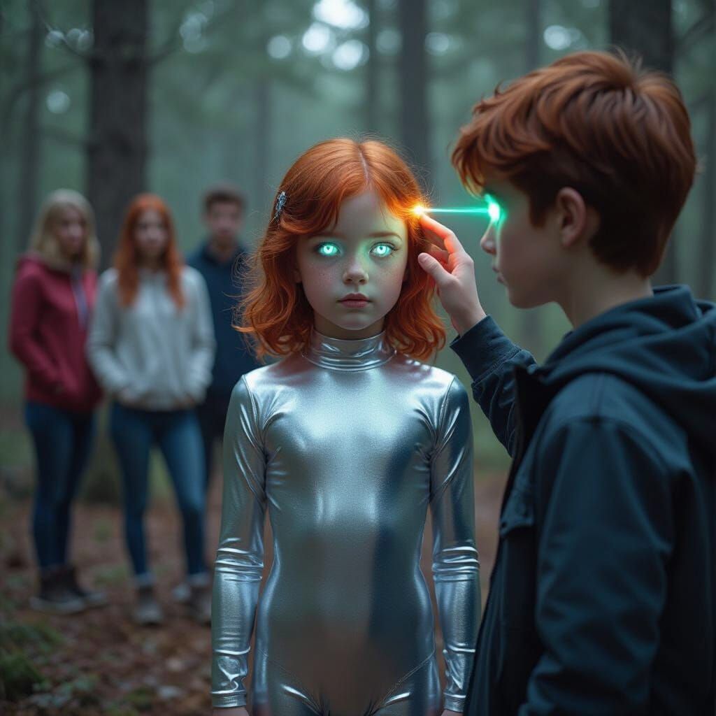 Redhead Hypnotized in Forest, Mystic Realism