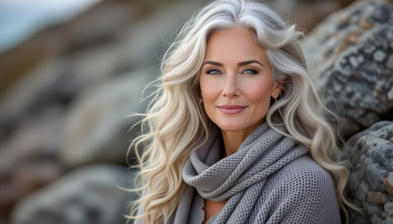 Monochromatic Woman in Gray Nature Scene