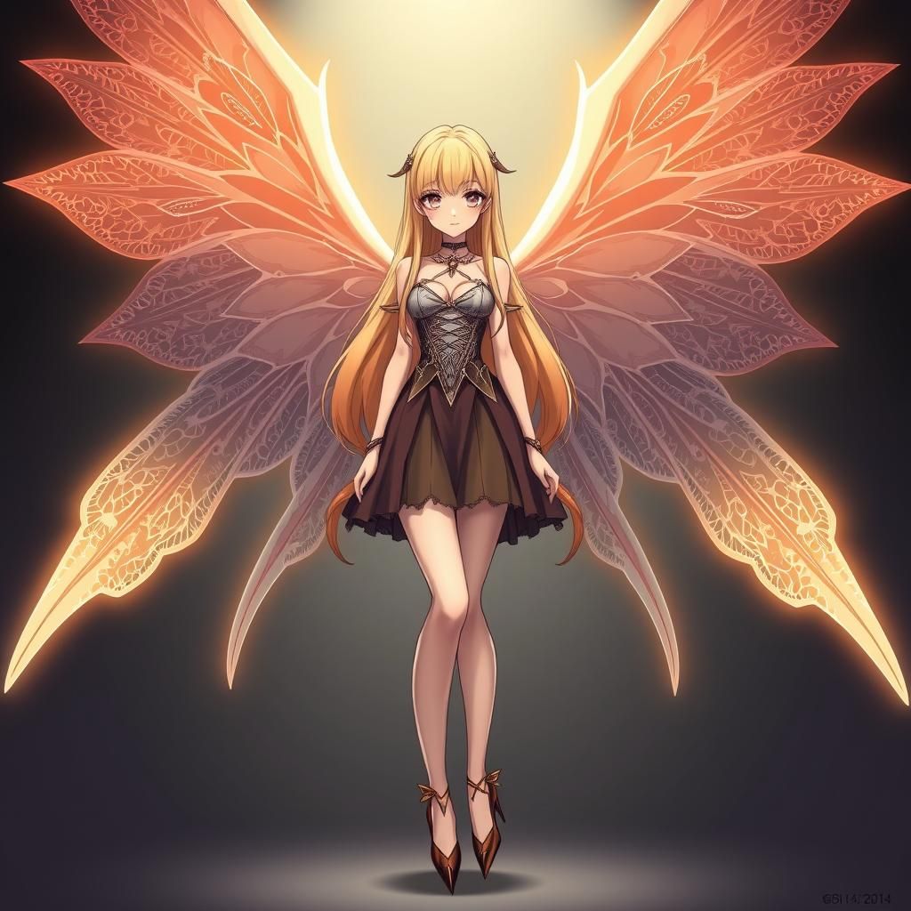 Anime Cyborg with Lace Wings and Blonde Hair
