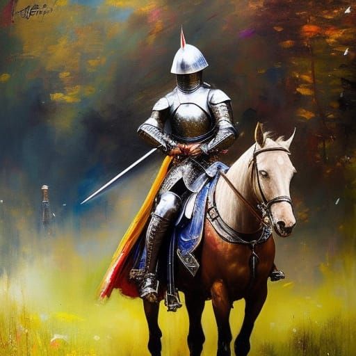 Medieval Knight Lady in Colorful Speedpaint Style