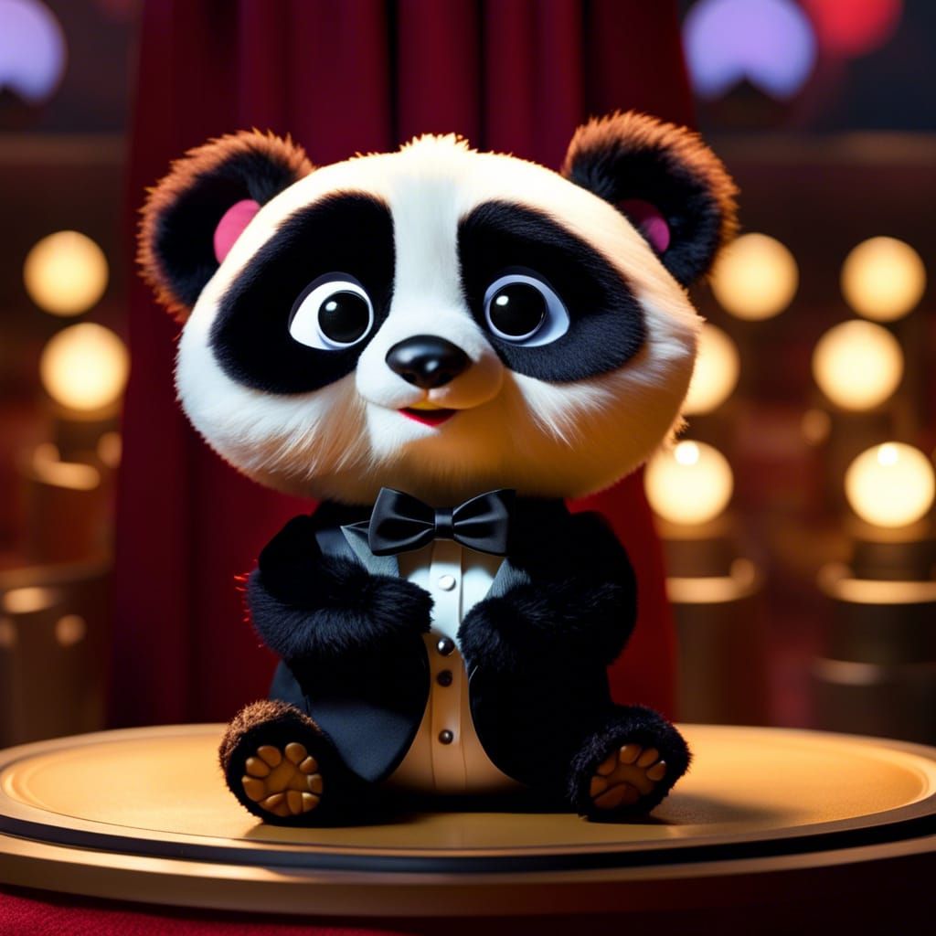 Chibi Panda Puppet in a Muppets Style