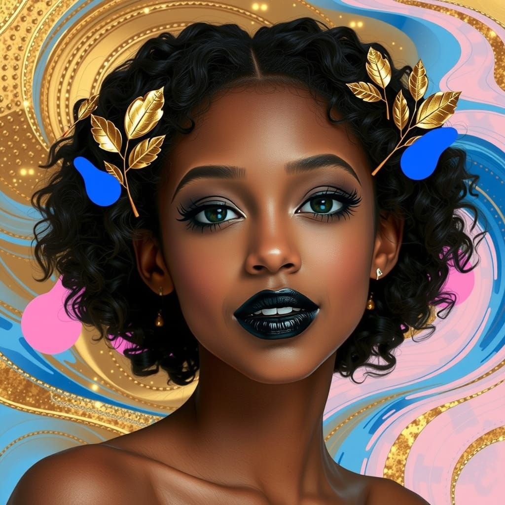 Beautiful Woman with Ornate Hair in Dreamy Atmosphere