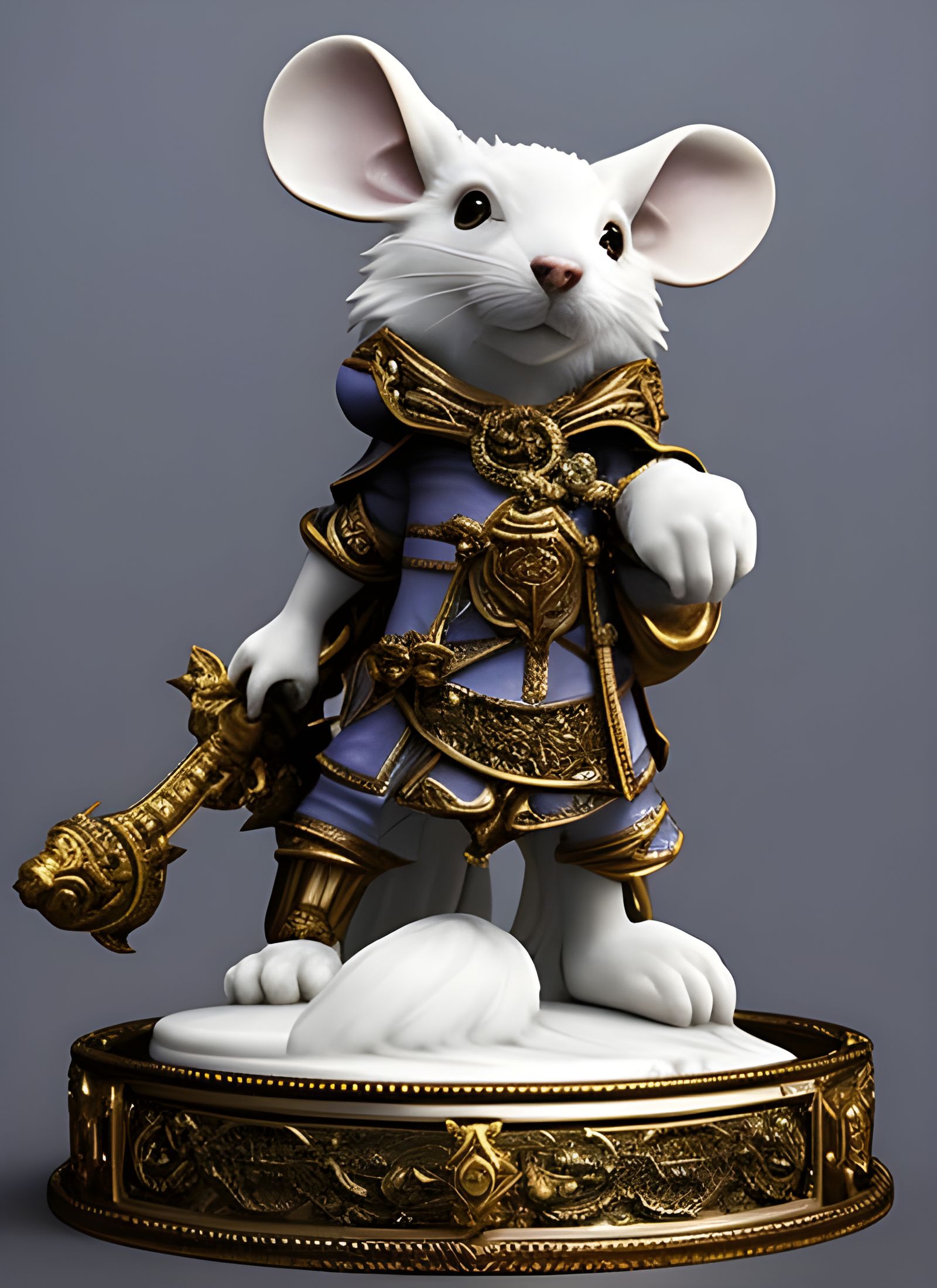 Mouse Pirate Sculpture in Renaissance Marble Style