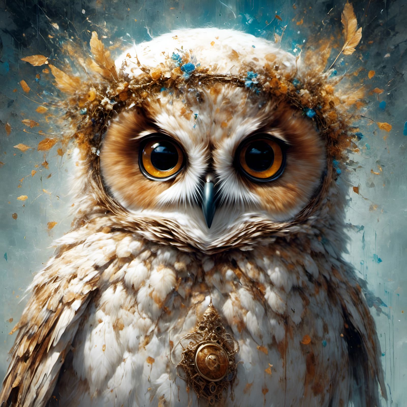 Adorable Owl Angel Portrait in Illustrative Style