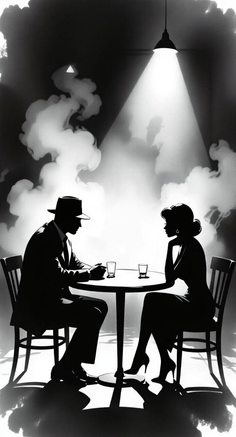 Film Noir: Smoky Jazz Bar in Black and White