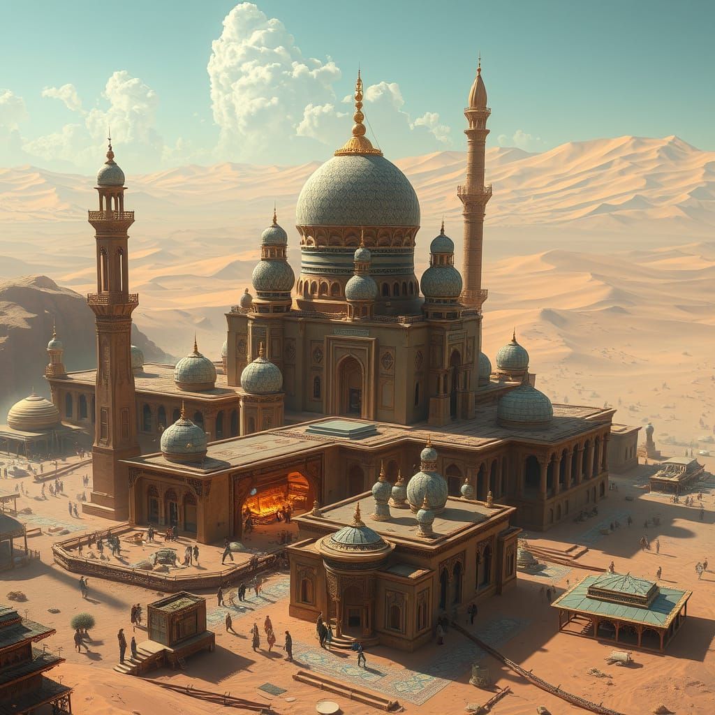 Surreal Desert Metropolis in Traditional Islamic Style