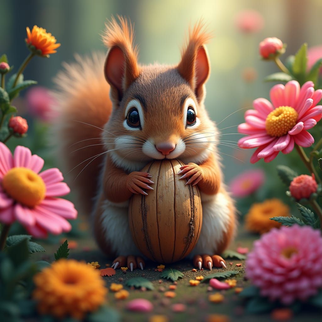Squirrel in Wonderland: A Hyperrealistic Pop Art Dream