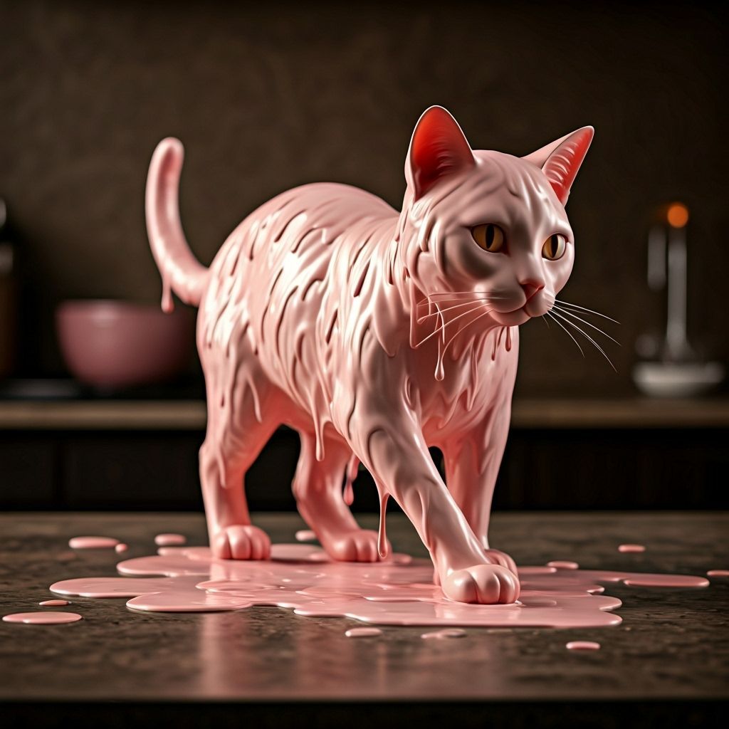 Milkshake Cat Walking on Countertop
