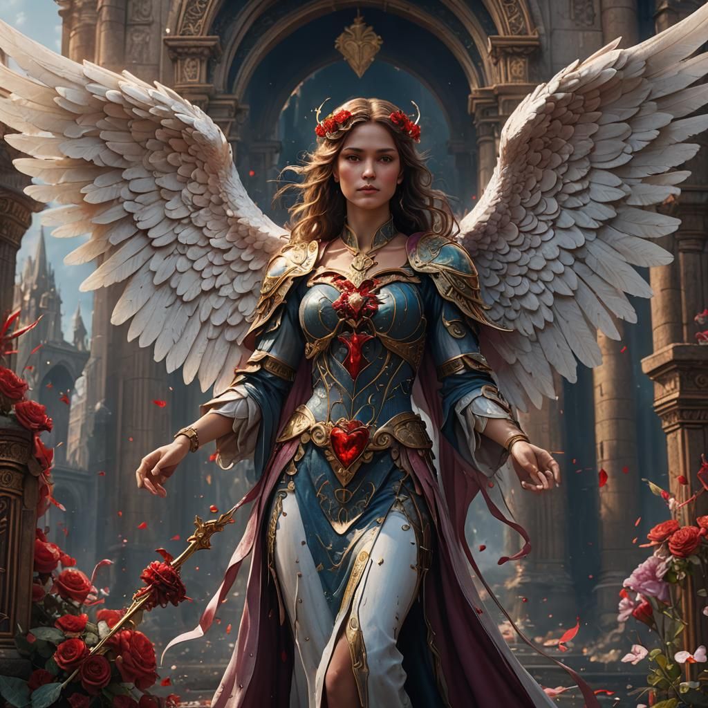 Valentine: Fantastical Angel in Detailed Matte Painting