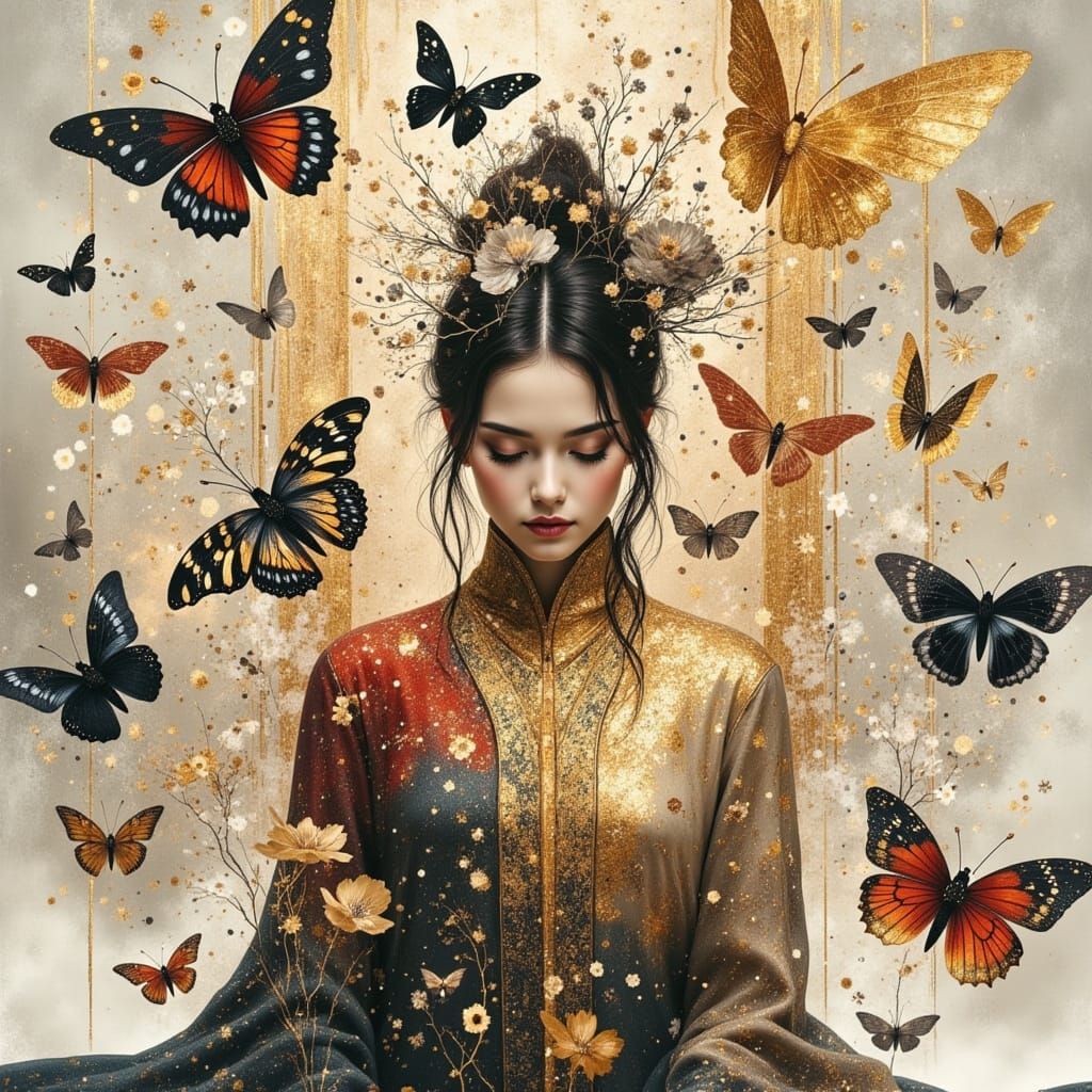 Dreamy Butterflies in Hyperreal Oil Style