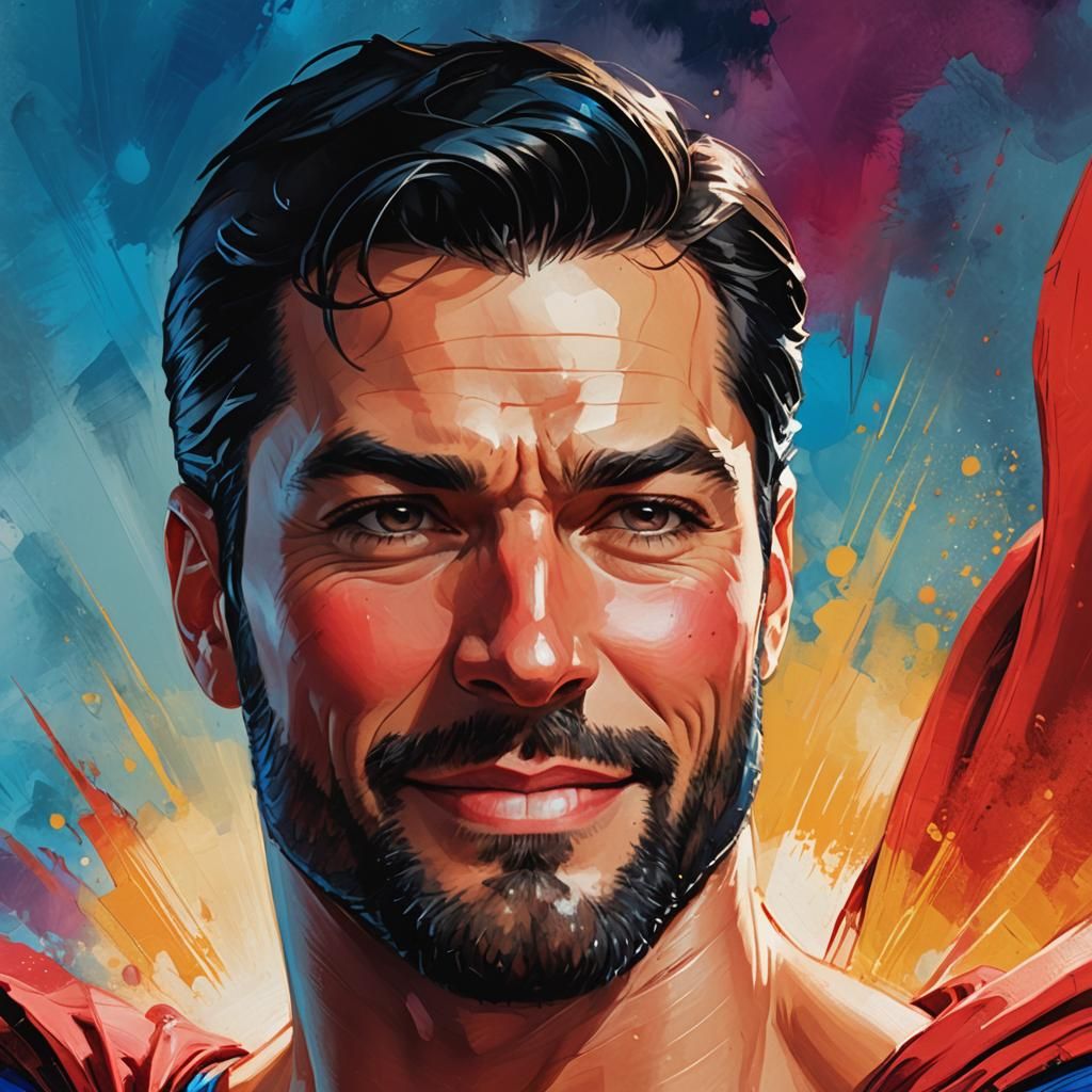 Superman Portrait in Neo-Impressionist Digital Art